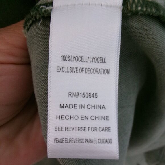 Olive Army Green Boho Embroidered Lightweight Jacket Zip Front Pockets M Love 8 - Picture 10 of 11